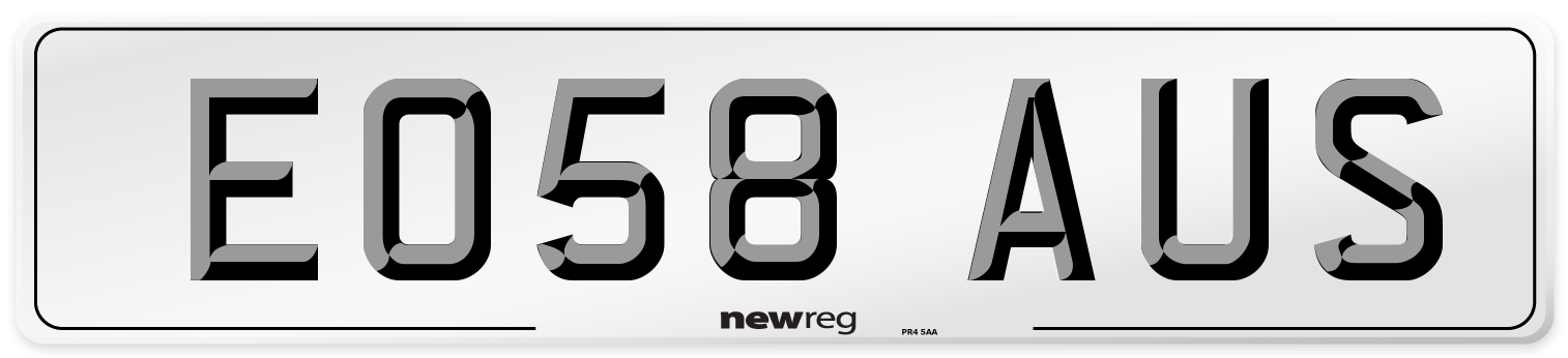 EO58 AUS Number Plate from New Reg